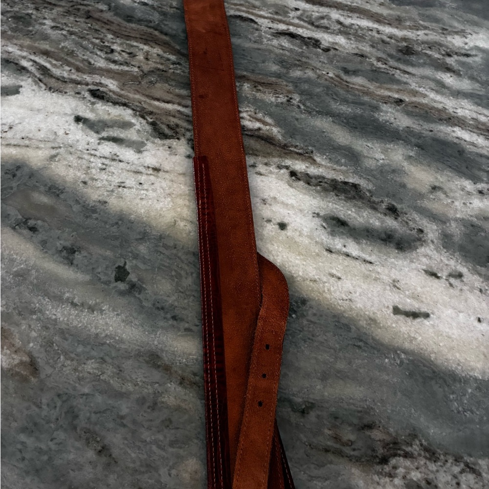 Vintage Leather Saks corset Waist Belt with brass Buckle, medium, made in Italy! - Picture 8 of 11